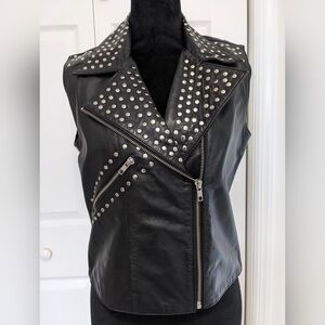 Micheal Kors leather biker style vest in black..